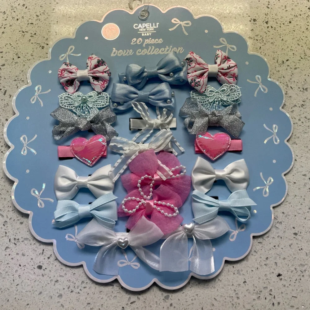 [Nordstrom] Capelli 20 piece Hair Bow Set in Pink, Blue, and Silver